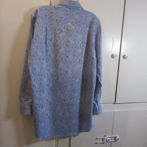 David Donahue Men's Trim Fit Paisley Floral Dress Shirt 17  32/33 Blue - Picture 9 of 9